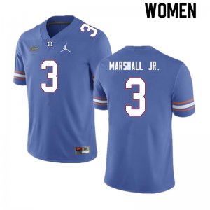 Women's Florida Gators #3 Jason Marshall Jr. NCAA Nike Royal Authentic Stitched College Football Jersey IWG8162VF